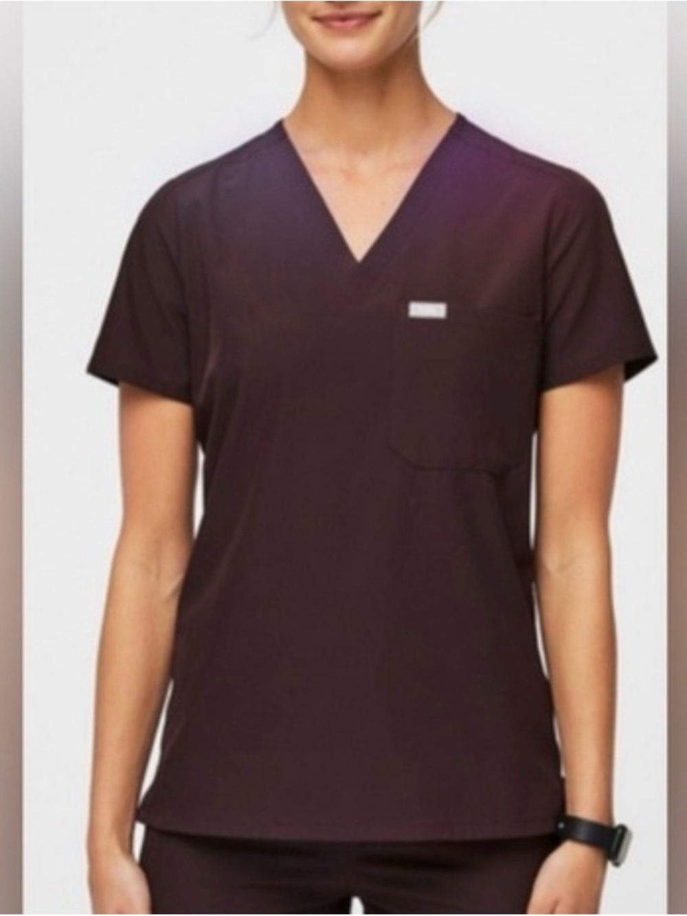 FIGS FreeX Catarina one pocket scrub top, dark fig size medium M